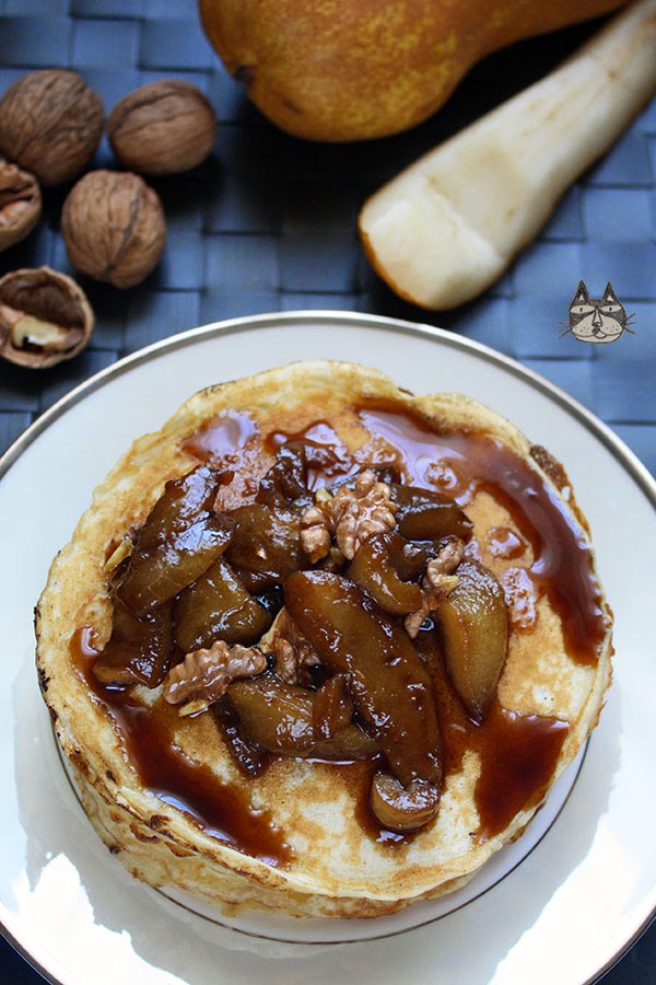 Caramel Pear and Walnut&nbsp;Pancakes